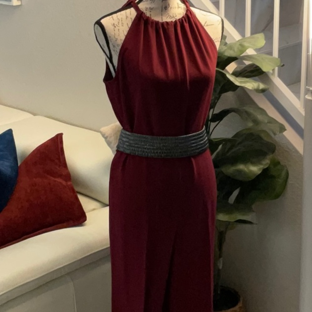 Trina Turk burgundy’s Azar wide leg Jumpsuit Size 6
